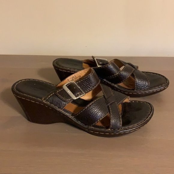 Born Leather Wedge Sandals - Women’s Size 9 / 40.5 - Picture 4 of 8